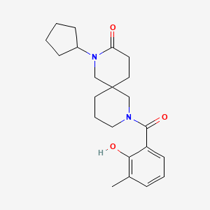 molecular formula C22H30N2O3 B5583793 2-cyclopentyl-8-(2-hydroxy-3-methylbenzoyl)-2,8-diazaspiro[5.5]undecan-3-one 