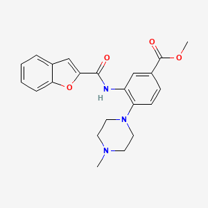 molecular formula C22H23N3O4 B5583802 methyl 3-[(1-benzofuran-2-ylcarbonyl)amino]-4-(4-methyl-1-piperazinyl)benzoate 