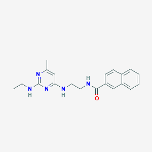 molecular formula C20H23N5O B5583815 N-(2-{[2-(ethylamino)-6-methyl-4-pyrimidinyl]amino}ethyl)-2-naphthamide 