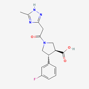 molecular formula C16H17FN4O3 B5583841 (3S*,4R*)-4-(3-fluorophenyl)-1-[(3-methyl-1H-1,2,4-triazol-5-yl)acetyl]pyrrolidine-3-carboxylic acid 