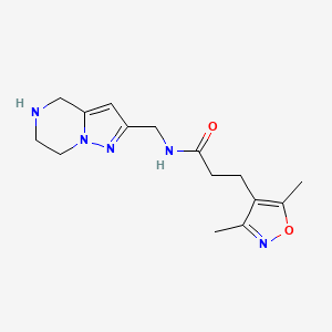 molecular formula C15H21N5O2 B5583883 3-(3,5-dimethyl-4-isoxazolyl)-N-(4,5,6,7-tetrahydropyrazolo[1,5-a]pyrazin-2-ylmethyl)propanamide hydrochloride 