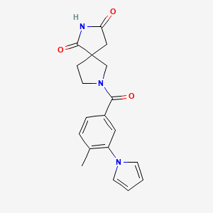 molecular formula C19H19N3O3 B5583981 7-[4-methyl-3-(1H-pyrrol-1-yl)benzoyl]-2,7-diazaspiro[4.4]nonane-1,3-dione 