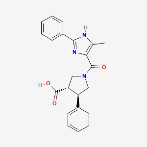 molecular formula C22H21N3O3 B5583992 (3S*,4R*)-1-[(5-methyl-2-phenyl-1H-imidazol-4-yl)carbonyl]-4-phenylpyrrolidine-3-carboxylic acid 