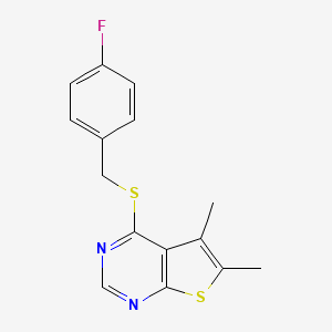 molecular formula C15H13FN2S2 B5584017 4-[(4-fluorobenzyl)thio]-5,6-dimethylthieno[2,3-d]pyrimidine 