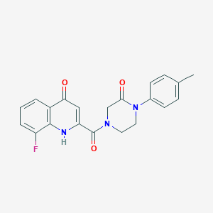 molecular formula C21H18FN3O3 B5584091 8-fluoro-2-{[4-(4-methylphenyl)-3-oxo-1-piperazinyl]carbonyl}-4(1H)-quinolinone 