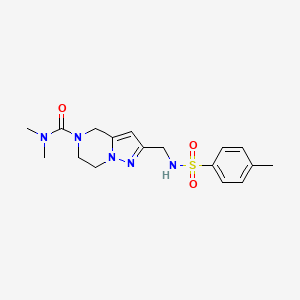 molecular formula C17H23N5O3S B5584092 N,N-dimethyl-2-({[(4-methylphenyl)sulfonyl]amino}methyl)-6,7-dihydropyrazolo[1,5-a]pyrazine-5(4H)-carboxamide 
