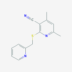 molecular formula C14H13N3S B5584204 4,6-dimethyl-2-[(2-pyridinylmethyl)thio]nicotinonitrile 