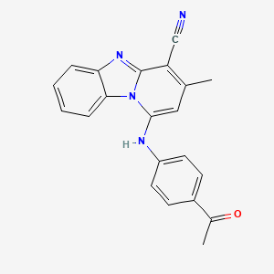 molecular formula C21H16N4O B5584219 1-[(4-acetylphenyl)amino]-3-methylpyrido[1,2-a]benzimidazole-4-carbonitrile 