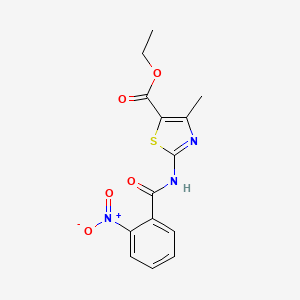 molecular formula C14H13N3O5S B5584222 ethyl 4-methyl-2-[(2-nitrobenzoyl)amino]-1,3-thiazole-5-carboxylate 
