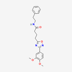 molecular formula C22H25N3O4 B5584225 4-[3-(3,4-dimethoxyphenyl)-1,2,4-oxadiazol-5-yl]-N-(2-phenylethyl)butanamide 