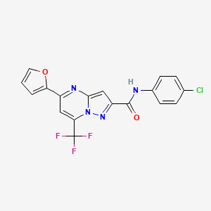 molecular formula C18H10ClF3N4O2 B5584240 N-(4-chlorophenyl)-5-(2-furyl)-7-(trifluoromethyl)pyrazolo[1,5-a]pyrimidine-2-carboxamide 