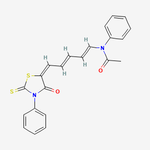 molecular formula C22H18N2O2S2 B5584297 N-[5-(4-oxo-3-phenyl-2-thioxo-1,3-thiazolidin-5-ylidene)-1,3-pentadien-1-yl]-N-phenylacetamide 