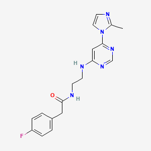 molecular formula C18H19FN6O B5584300 2-(4-fluorophenyl)-N-(2-{[6-(2-methyl-1H-imidazol-1-yl)-4-pyrimidinyl]amino}ethyl)acetamide 