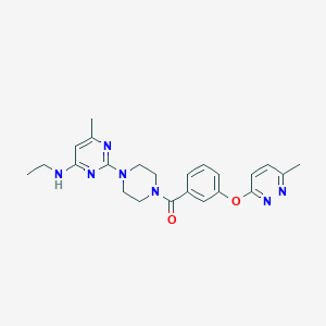 molecular formula C23H27N7O2 B5584304 N-ethyl-6-methyl-2-(4-{3-[(6-methyl-3-pyridazinyl)oxy]benzoyl}-1-piperazinyl)-4-pyrimidinamine 