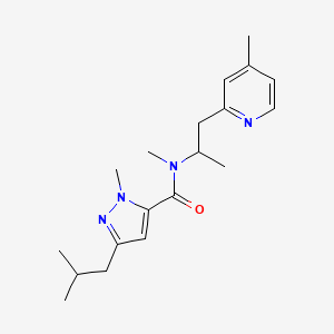 molecular formula C19H28N4O B5584327 3-isobutyl-N,1-dimethyl-N-[1-methyl-2-(4-methyl-2-pyridinyl)ethyl]-1H-pyrazole-5-carboxamide 