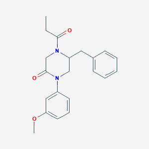 5-benzyl-1-(3-methoxyphenyl)-4-propionyl-2-piperazinone