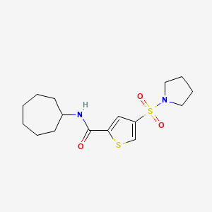 molecular formula C16H24N2O3S2 B5584366 N-cycloheptyl-4-(1-pyrrolidinylsulfonyl)-2-thiophenecarboxamide 