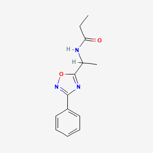 molecular formula C13H15N3O2 B5584444 N-[1-(3-phenyl-1,2,4-oxadiazol-5-yl)ethyl]propanamide 