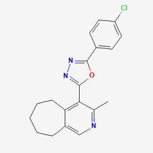 molecular formula C19H18ClN3O B5584516 4-[5-(4-chlorophenyl)-1,3,4-oxadiazol-2-yl]-3-methyl-6,7,8,9-tetrahydro-5H-cyclohepta[c]pyridine 