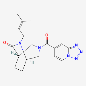 molecular formula C18H22N6O2 B5584540 (1S*,5R*)-6-(3-methyl-2-buten-1-yl)-3-(tetrazolo[1,5-a]pyridin-7-ylcarbonyl)-3,6-diazabicyclo[3.2.2]nonan-7-one 