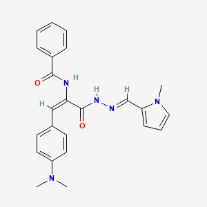 molecular formula C24H25N5O2 B5584554 N-[2-[4-(dimethylamino)phenyl]-1-({2-[(1-methyl-1H-pyrrol-2-yl)methylene]hydrazino}carbonyl)vinyl]benzamide 