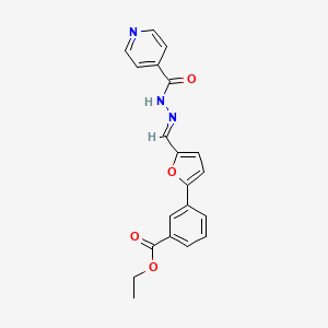 molecular formula C20H17N3O4 B5584568 ethyl 3-[5-(2-isonicotinoylcarbonohydrazonoyl)-2-furyl]benzoate 