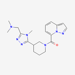 molecular formula C19H25N7O B5584577 N,N-dimethyl-1-{4-methyl-5-[1-(pyrazolo[1,5-a]pyridin-7-ylcarbonyl)piperidin-3-yl]-4H-1,2,4-triazol-3-yl}methanamine 