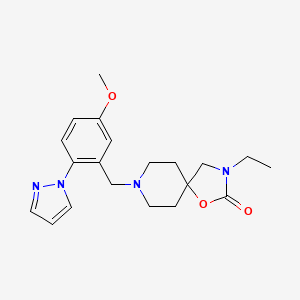 molecular formula C20H26N4O3 B5584598 3-ethyl-8-[5-methoxy-2-(1H-pyrazol-1-yl)benzyl]-1-oxa-3,8-diazaspiro[4.5]decan-2-one 