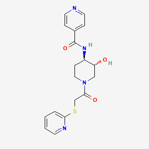 molecular formula C18H20N4O3S B5584613 N-{(3R*,4R*)-3-hydroxy-1-[(pyridin-2-ylthio)acetyl]piperidin-4-yl}isonicotinamide 