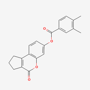 molecular formula C21H18O4 B5584696 4-oxo-1,2,3,4-tetrahydrocyclopenta[c]chromen-7-yl 3,4-dimethylbenzoate 
