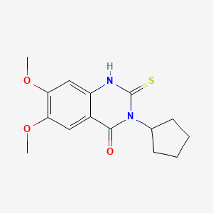 molecular formula C15H18N2O3S B5584699 3-Cyclopentyl-6,7-dimethoxy-2-thioxo-2,3-dihydro-1H-quinazolin-4-one 