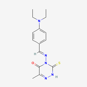 molecular formula C15H19N5OS B5584761 4-{[4-(diethylamino)benzylidene]amino}-6-methyl-3-thioxo-3,4-dihydro-1,2,4-triazin-5(2H)-one 