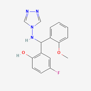 molecular formula C16H15FN4O2 B5584771 4-fluoro-2-[(2-methoxyphenyl)(4H-1,2,4-triazol-4-ylamino)methyl]phenol 