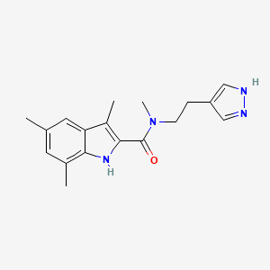molecular formula C18H22N4O B5584901 N,3,5,7-tetramethyl-N-[2-(1H-pyrazol-4-yl)ethyl]-1H-indole-2-carboxamide 
