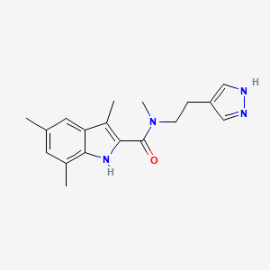 N,3,5,7-tetramethyl-N-[2-(1H-pyrazol-4-yl)ethyl]-1H-indole-2-carboxamide