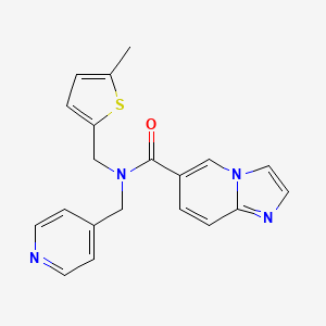 molecular formula C20H18N4OS B5584906 N-[(5-methyl-2-thienyl)methyl]-N-(pyridin-4-ylmethyl)imidazo[1,2-a]pyridine-6-carboxamide 