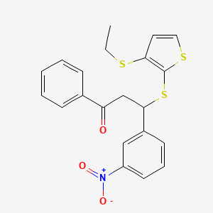 molecular formula C21H19NO3S3 B5584918 3-{[3-(ethylthio)-2-thienyl]thio}-3-(3-nitrophenyl)-1-phenyl-1-propanone 