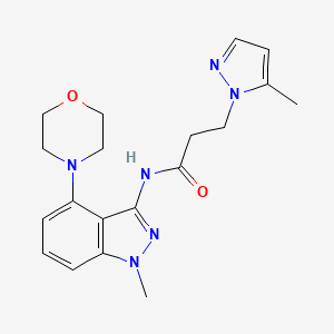 molecular formula C19H24N6O2 B5584926 N-(1-methyl-4-morpholin-4-yl-1H-indazol-3-yl)-3-(5-methyl-1H-pyrazol-1-yl)propanamide 