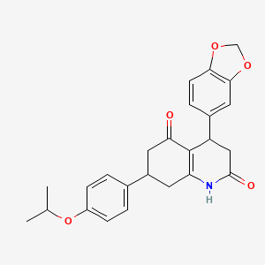 molecular formula C25H25NO5 B5584944 4-(1,3-benzodioxol-5-yl)-7-(4-isopropoxyphenyl)-4,6,7,8-tetrahydro-2,5(1H,3H)-quinolinedione 