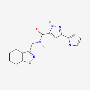 molecular formula C18H21N5O2 B5584950 N-methyl-3-(1-methyl-1H-pyrrol-2-yl)-N-(4,5,6,7-tetrahydro-1,2-benzisoxazol-3-ylmethyl)-1H-pyrazole-5-carboxamide 