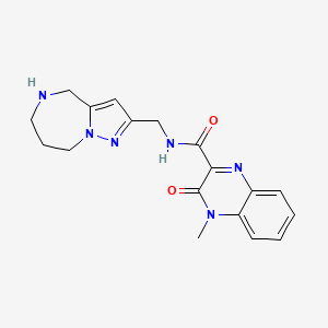 molecular formula C18H20N6O2 B5584980 4-methyl-3-oxo-N-(5,6,7,8-tetrahydro-4H-pyrazolo[1,5-a][1,4]diazepin-2-ylmethyl)-3,4-dihydro-2-quinoxalinecarboxamide hydrochloride 