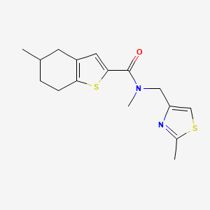 molecular formula C16H20N2OS2 B5584988 N,5-dimethyl-N-[(2-methyl-1,3-thiazol-4-yl)methyl]-4,5,6,7-tetrahydro-1-benzothiophene-2-carboxamide 