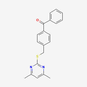 molecular formula C20H18N2OS B5585015 (4-{[(4,6-dimethyl-2-pyrimidinyl)thio]methyl}phenyl)(phenyl)methanone 