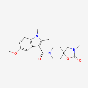 molecular formula C20H25N3O4 B5585055 8-[(5-methoxy-1,2-dimethyl-1H-indol-3-yl)carbonyl]-3-methyl-1-oxa-3,8-diazaspiro[4.5]decan-2-one 