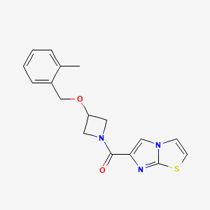 molecular formula C17H17N3O2S B5585067 6-({3-[(2-methylbenzyl)oxy]-1-azetidinyl}carbonyl)imidazo[2,1-b][1,3]thiazole 