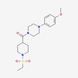 molecular formula C19H29N3O4S B5585101 1-{[1-(ethylsulfonyl)-4-piperidinyl]carbonyl}-4-(4-methoxyphenyl)piperazine 