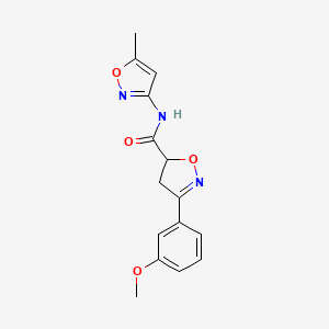 molecular formula C15H15N3O4 B5585207 3-(3-methoxyphenyl)-N-(5-methyl-3-isoxazolyl)-4,5-dihydro-5-isoxazolecarboxamide 