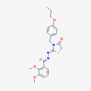 molecular formula C22H25N3O4S B5585235 2,3-dimethoxybenzaldehyde [4-oxo-3-(4-propoxybenzyl)-1,3-thiazolidin-2-ylidene]hydrazone 