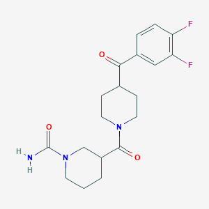molecular formula C19H23F2N3O3 B5585284 3-{[4-(3,4-difluorobenzoyl)-1-piperidinyl]carbonyl}-1-piperidinecarboxamide 