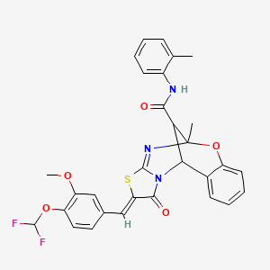 molecular formula C30H25F2N3O5S B5585388 13-[4-(difluoromethoxy)-3-methoxybenzylidene]-9-methyl-N-(2-methylphenyl)-14-oxo-8-oxa-12-thia-10,15-diazatetracyclo[7.6.1.0~2,7~.0~11,15~]hexadeca-2,4,6,10-tetraene-16-carboxamide 